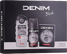 Düfte, Parfümerie und Kosmetik Denim Black - Kosmetikset (After Shave Lotion 100ml + Deospray 150ml + Duschgel 250ml)