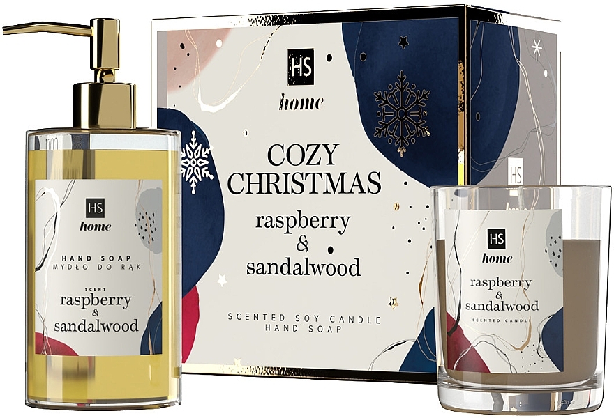 Set - HiSkin Home Cozy Christmas Raspberry & Sandalwood (Seife/250 ml + Kerze/150 g) — Bild N1