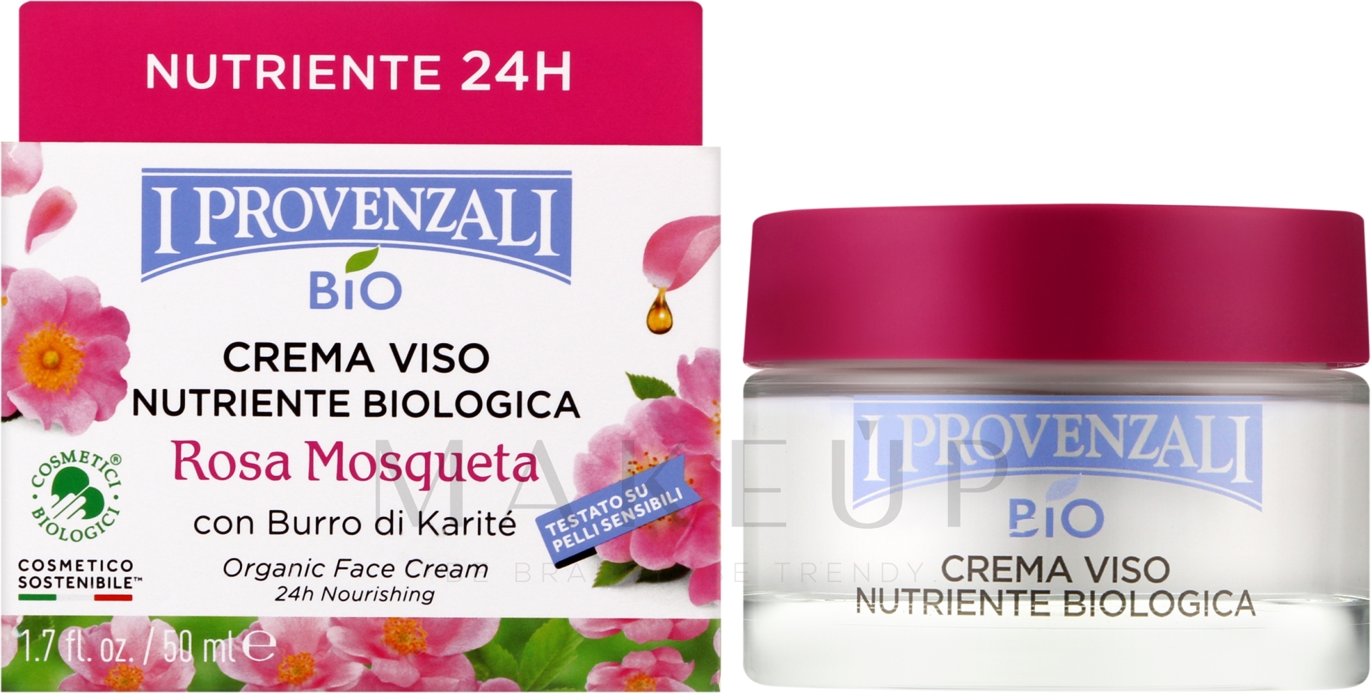 Pflegende Gesichtscreme - I Provenzali Rosa Mosqueta Organic Face Cream 24H — Bild 50 ml