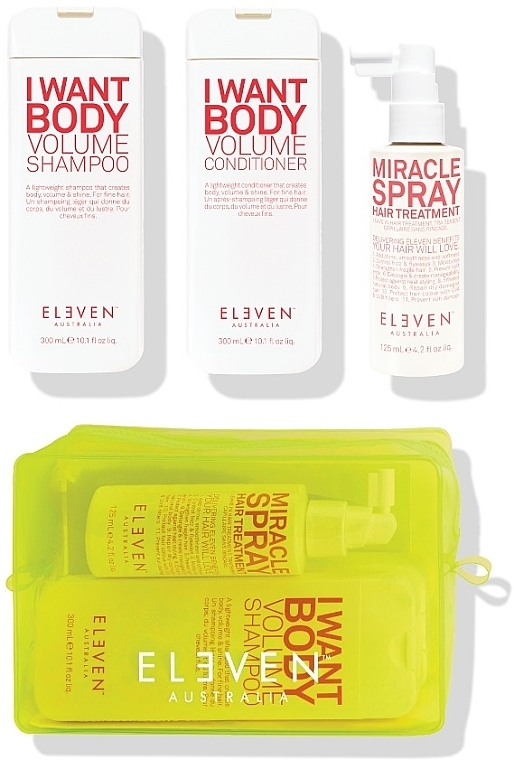 Set - Eleven Australia Volume Trio With Neon Bag (shm/300ml + cond/300ml + h/spray/125ml + bag) — Bild N1