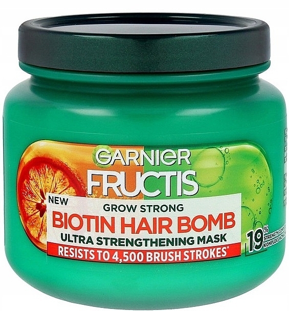 Haarmaske - Garnier Fructis Grow Strong Biotin Hair Bomb — Bild N1
