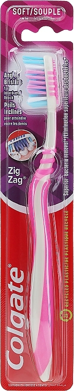 Zahnbürste weich grau-rosa - Colgate ZigZag Soft  — Bild N1