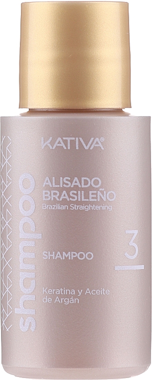 Haarpflegeset mit Keratin - Kativa Alisado Brasileno Con Glyoxylic & Keratina Vegetal Kit (Pre-Behandlung Shampoo 15ml + Behandlung zur Haarglättung 150ml + Shampoo 30ml + Conditioner 30ml + Pinsel 1St. + Handschuhe) — Bild N4