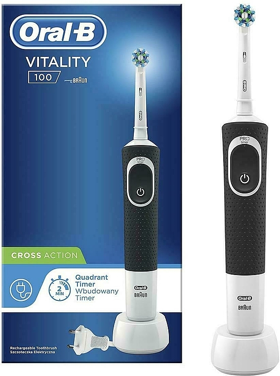 Elektrische Zahnbürste Vitality D100 CrossAction schwarz - Oral-B Vitality D100 CrossAction Black
