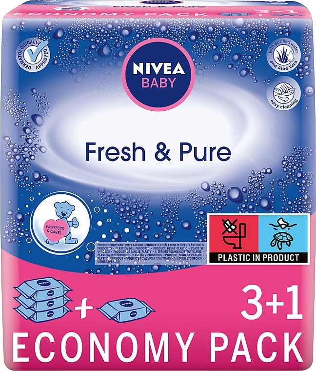 Sanfte erfrischende Feuchttücher für Babys 4x63 St. - NIVEA Baby Pure & Fresh
