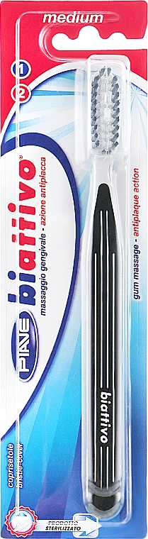 Zahnbürste Biattivo mittel schwarz - Piave Medium Toothbrush — Bild N1