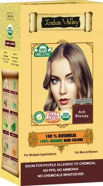 100% Haarfarbe aus 8 zertifizierten Bio-Kräutern - Indus Valley 100% Botanical Hair Colour — Bild Ash Blonde