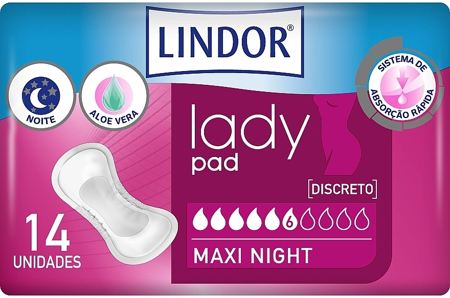Damenbinden für die Nacht 14 St. - Hartmann Lindor Lady Pad Maxi Night — Bild N1