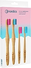 Düfte, Parfümerie und Kosmetik Zahnbürsten-Set aus Bambus für Kinder und Erwachsene - Nordics Adults + Kids Bamboo Toothbrushes 