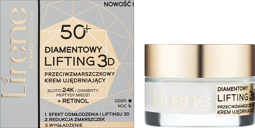 Gesichtscreme für die Nacht - Lirene Diamentowy Lifting 3D Night Cream 50+ — Bild N2