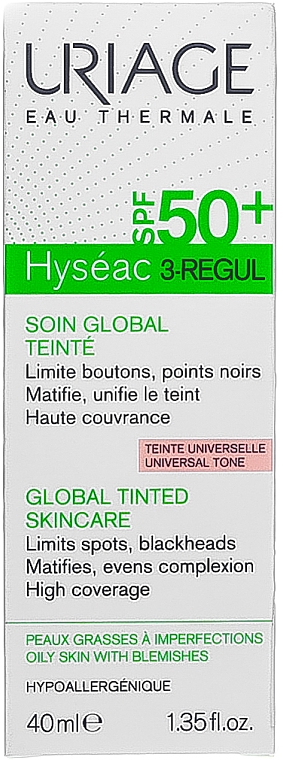 Getönte Gesichtscreme SPF 50+ - Uriage Hyseac 3-Regul Global Tinted Skincare SPF50+ — Bild N1