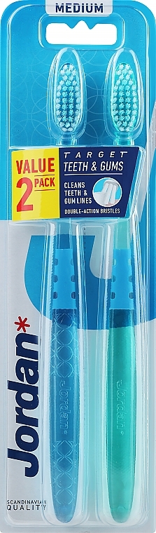 Zahnbürste mittel Target Teeth blau, grün 2 St. - Jordan Target Teeth Toothbrush — Bild N2