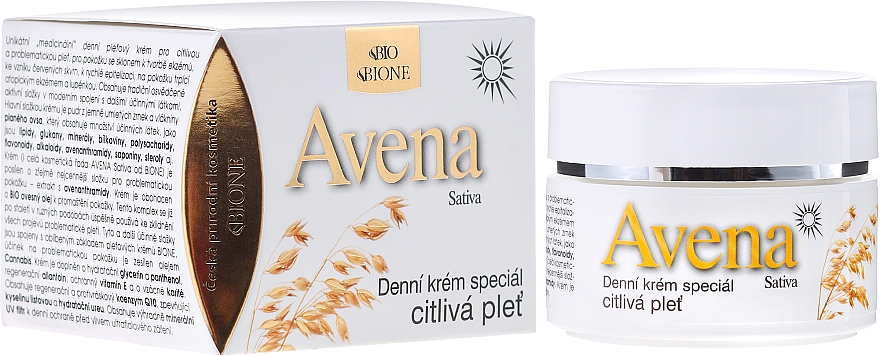 Tagescreme für empfindliche Haut mit Hanf, Panthenol und Vitamin E - Bione Cosmetics Avena Sativa Day Cream Sensitive Skin — Bild N1