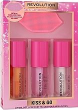 Düfte, Parfümerie und Kosmetik Makeup Revolution Kiss & Go Glaze Lip Care Gift Set (Lipgloss 3x4.5ml + Zubehör 1 St.) - Make-up Set