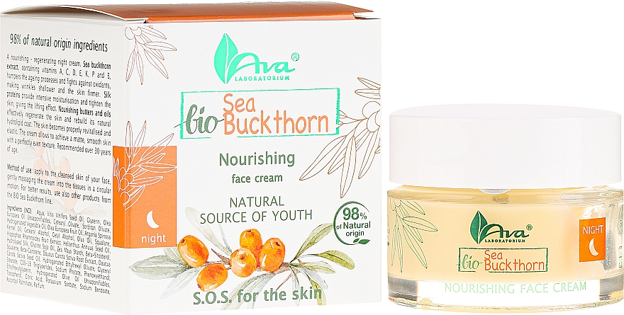 Erneuernde Nachtcreme mit Sanddorn - Ava Laboratorium BIO Seabuckthorn Cream — Bild N1