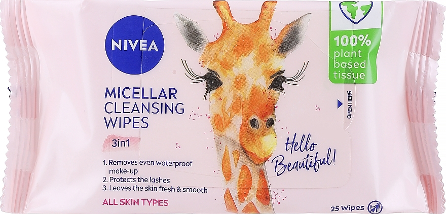 Mizellen-Make-up-Entferner-Tücher - NIVEA Biodegradable Micellar Cleansing Wipes 3 In 1 Giraffe — Bild N1