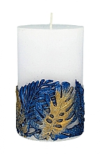Dekorative Kerze 8x13 cm blau - Artman Monstera — Bild N1
