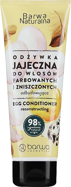 Regenerierende Haarspülung für gefärbtes und geschädigtes Haar mit Eiprotein und Mandelöl - Barwa Natural Conditioner Tube — Bild N1