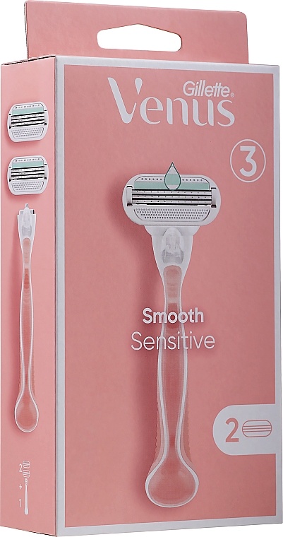 Rasierer mit 2 Ersatzklingen rosa - Gillette Venus Smooth Sensitive — Bild N1