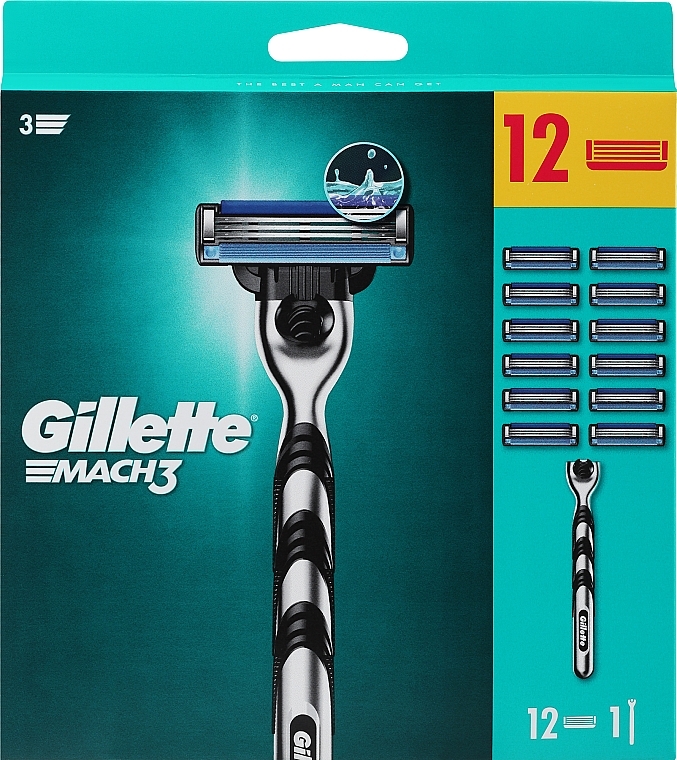 Rasierer mit 12 Ersatzklingen - Gillette Mach3 — Bild N1