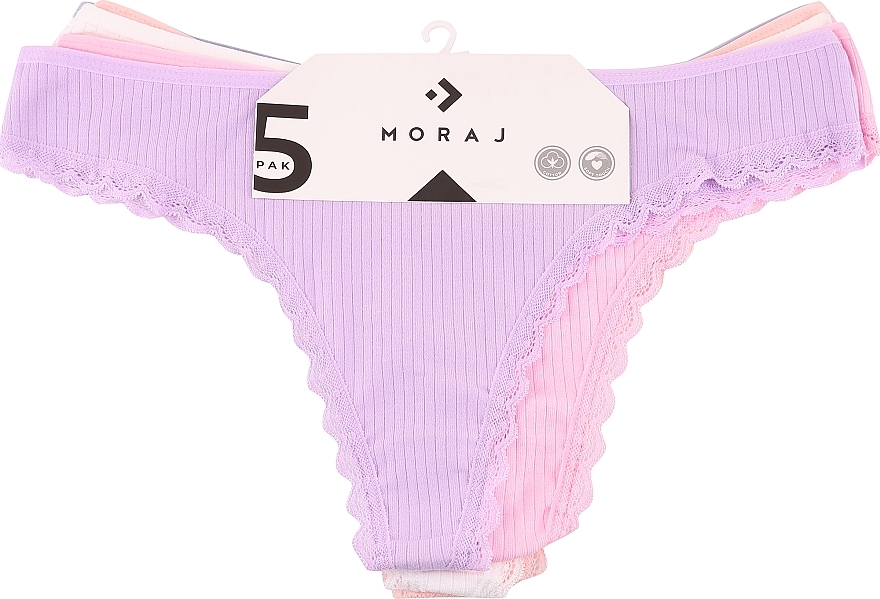 Tanga-Höschen 5 Paare grau, hellgrün, lila, rosa, orange - Moraj — Bild N1