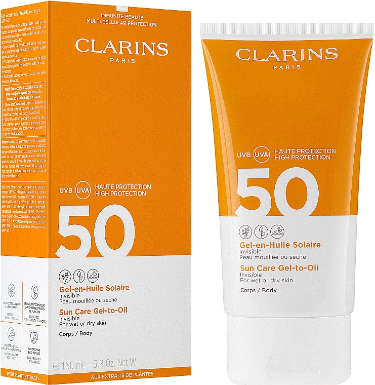 Sonnenschützendes Körpergel-Öl für nasse oder trockene Haut SPF 50 - Clarins Gel-Solar Body Oil SPF50 — Bild N2