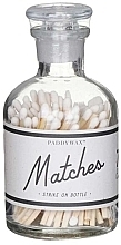 Sicherheitskerzenstreichhölzer im Glasgefäß, weiße Zündkopfe - Paddywax Matches Strike On Bottle White Tips — Bild N1