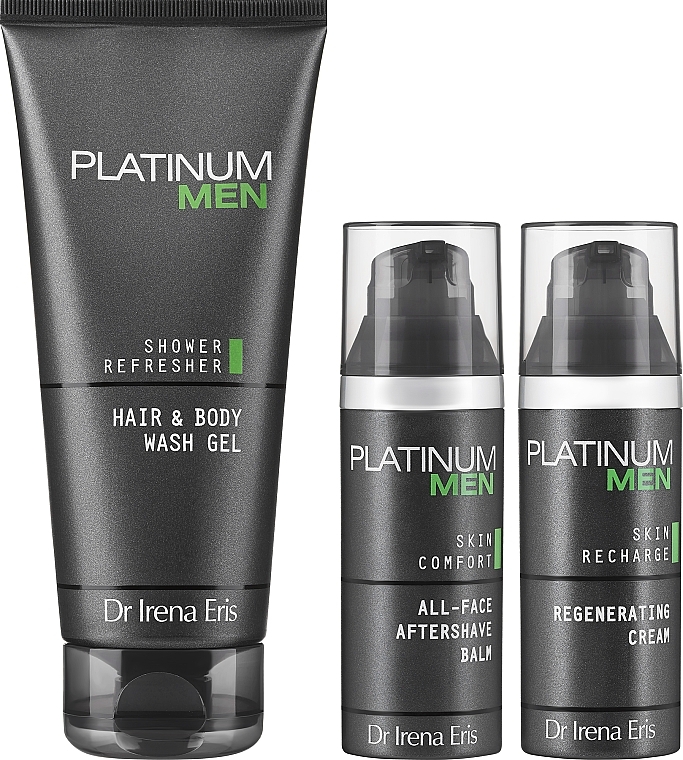 Set - Dr Irena Eris Platinum Men (Aftershave-Balsam 50ml + Gesichtscreme 50ml + Waschgel 200ml) — Bild N2