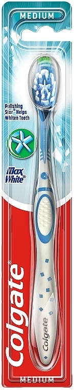 Zahnbürste mittel Max White grün-weiß - Colgate Max White Medium With Polishing Star — Bild N1