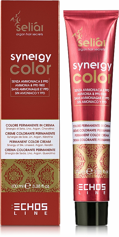 Ammoniakfreie Creme-Haarfarbe mit Argan und Keratin - Echosline Seliar Synergy Color