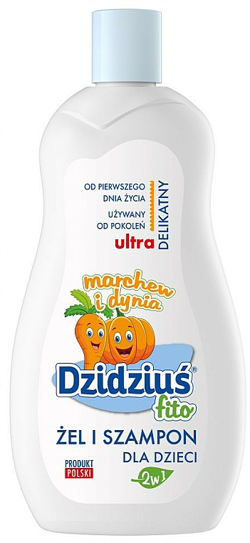 Ultra sanftes 2in1 Duschgel und Shampoo für Babys und Kinder mit Karotten- und Kürbisextrakt - Dzidzius Fito — Bild N1