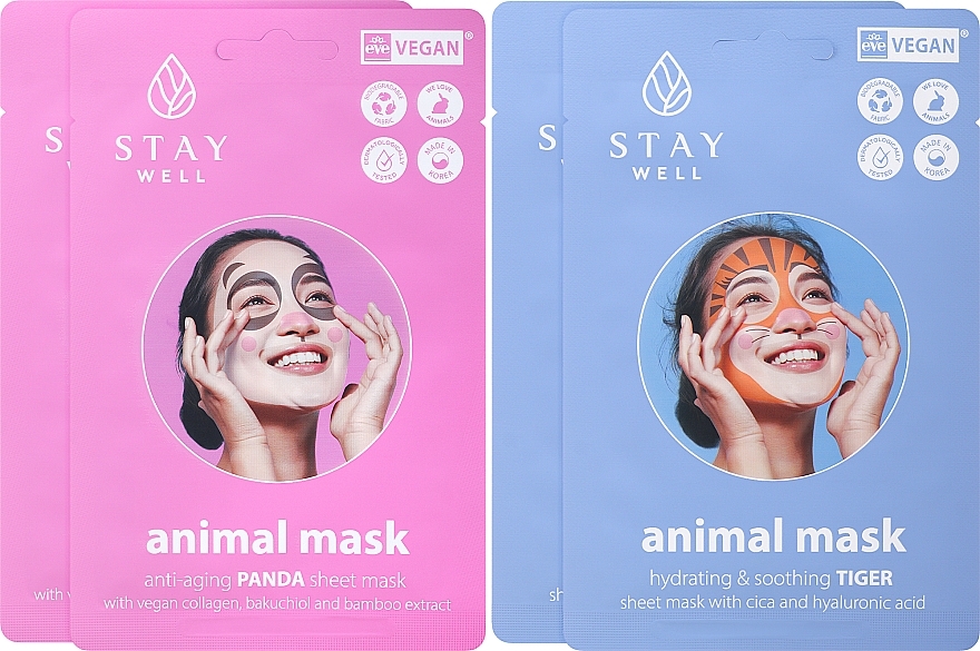 Gesichtspflegeset - Stay Well Animal Masks  — Bild N2