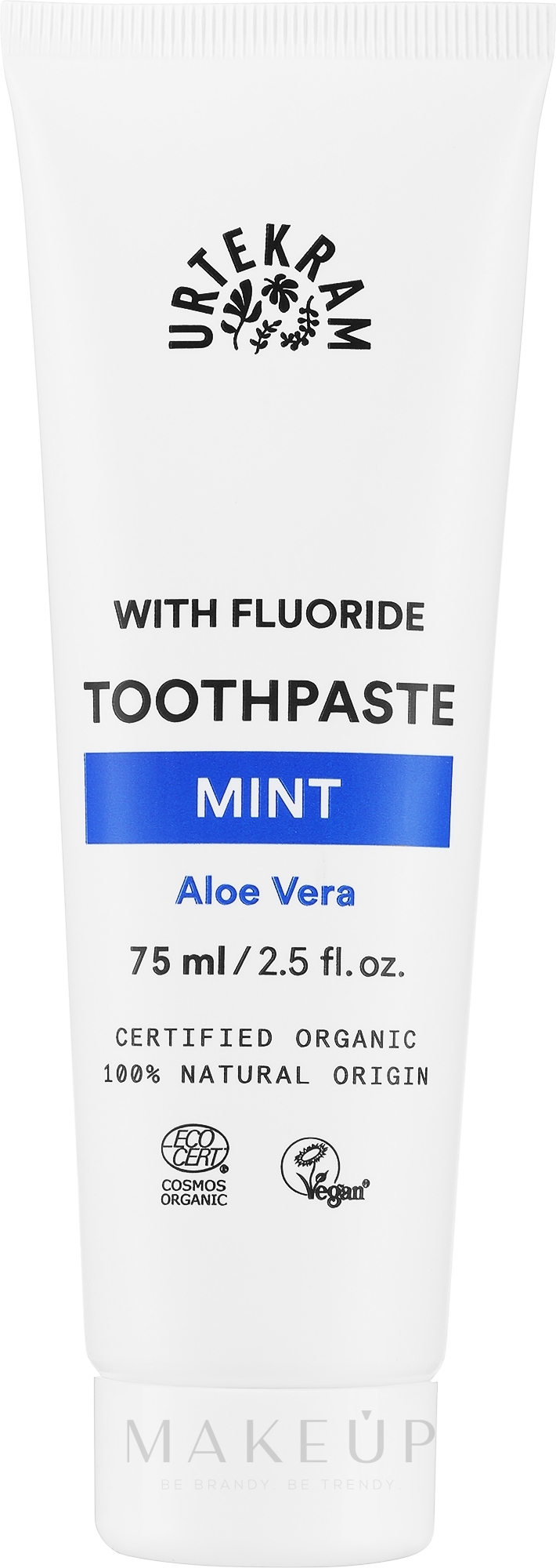 Organische Zahnpasta mit Minze und Fluorid für ein strahlend gesundes Lächeln - Urtekram Mint Toothpaste — Bild 75 ml