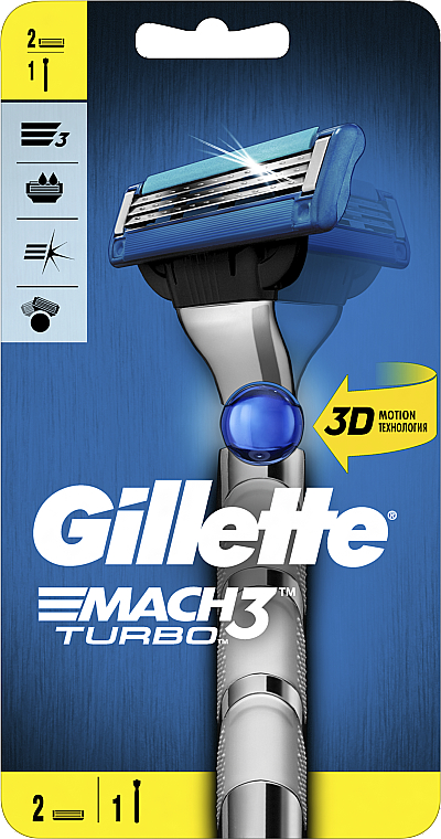 Rasierer mit 2 Ersatzklingen - Gillette Mach 3 Turbo 3D Motion — Bild N2