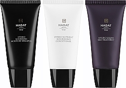 Hadat Cosmetics Hydro Silk Hair Set (Haarshampoo 70ml + Conditioner 70ml + Haarmaske 70ml + Kosmetiktasche) - Haarpflegeset — Bild N1