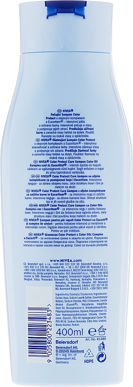 Farbschützendes Shampoo für gefärbtes und gesträhntes Haar mit Eucerit - NIVEA Color Protect + Eucerit Complex Care Shampoo — Bild N2