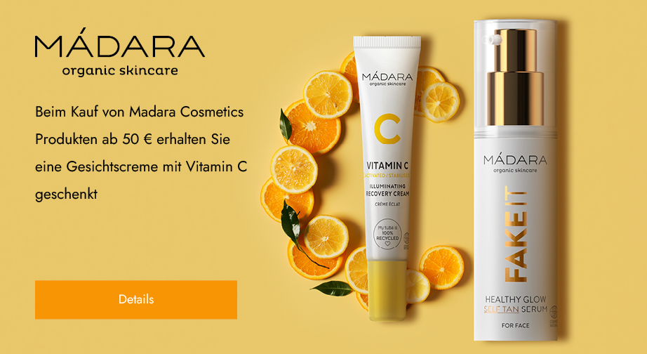 Beim Kauf von Madara Cosmetics Produkten ab 50 € erhalten Sie eine Gesichtscreme mit Vitamin C geschenkt