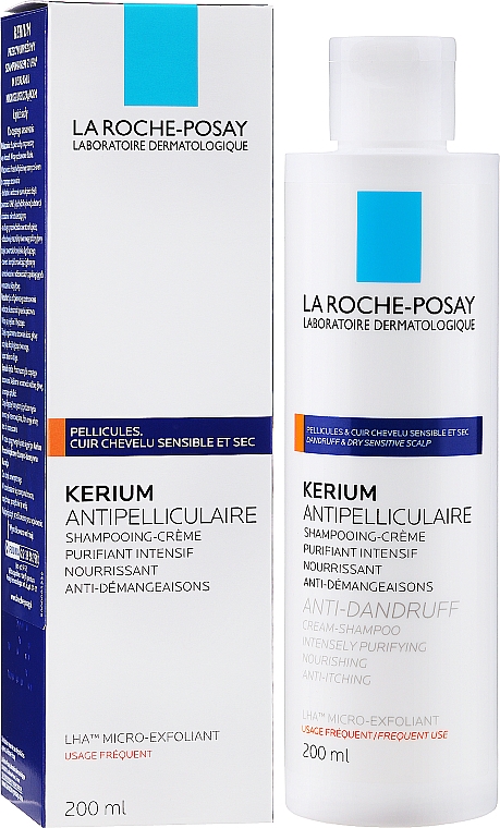 Nährendes Anti-Schuppen Creme-Shampoo für trockene und empfindliche Kopfhaut - La Roche-Posay Kerium Anti-Dandruff Dry Sensitive Scalp Cream Shampoo — Bild N2