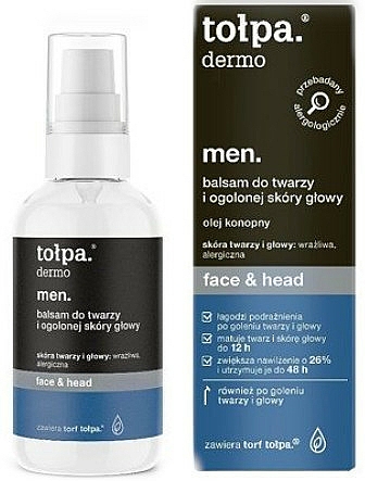 Feuchtigkeitsspendender Balsam für Gesicht und rasierten Kopf - Tolpa Dermo Men Face&Head — Bild N1
