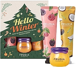 Körperpflegeset - Frudia Hello Winter Honey Lip & Hand Cream Gift Set Christmas Edition (Lippenbalsam 10ml + Handcreme 2x30g) — Bild N1