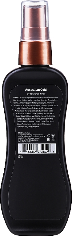 Bräunungsspray-Gel mit Bronzer SPF 15 - Australian Gold Spray Gel Sunscreen with Instant Bronzer SPF 15 PA +++ — Bild N4