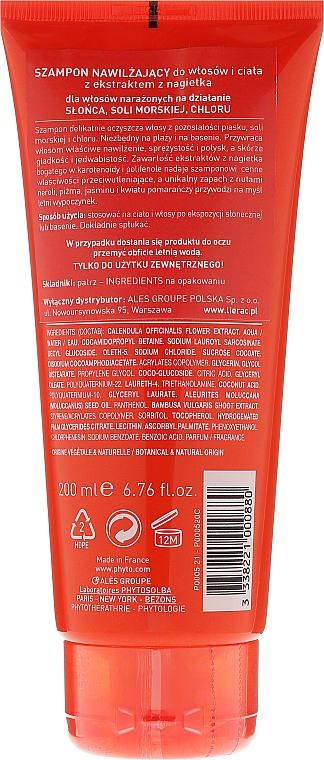 Feuchtigkeitsspendendes After Sun Shampoo für Körper und Haar mit Ringelblumenextrakt - Phyto Phytoplage Rehydrating Shampoo — Bild N2