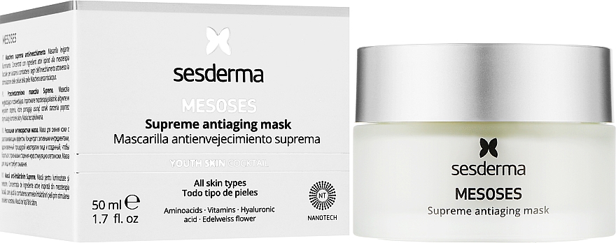 Feuchtigkeitsspendende Anti-Aging Gesichtsmaske mit Hyaluron-und Aminosäuren und Vitaminen - SesDerma Laboratories Mesoses Anti-Aging Mask — Bild N2