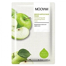 Düfte, Parfümerie und Kosmetik Feuchtigkeitsspendende Tuchmaske für das Gesicht mit grünem Apfelextrakt - Mooyam Green Apple Face Mask 