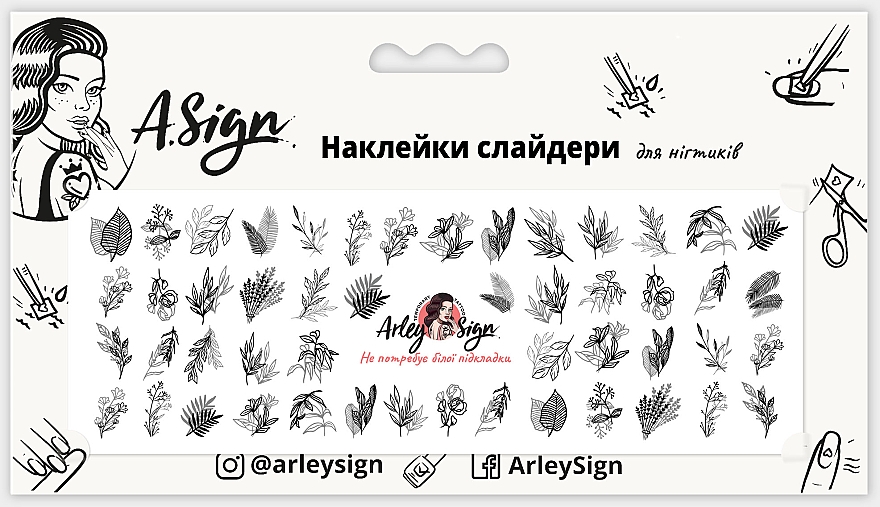 Selbstklebende Nagelsticker doppelte Blätter - Arley Sign — Bild N1