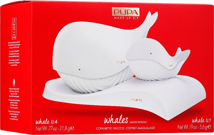 Make-up Set (Make-up Palette 21.8g + Lippenstift-Palette 5.6g) - Pupa Whales Shade 001 Makeup Kit Limited Edition