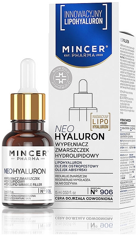 Hydrolipid-Serum gegen Falten mit Hyaluron für reife und dehydrierte Gesichtshaut - Mincer Pharma Neo Hyaluron Serum 906 — Bild N1