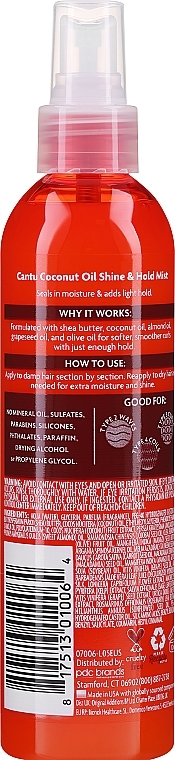 Leave-in-Milch mit Kokosö - Cantu Shea Butter Coconut Oil Shine & Hold Mist — Bild N2