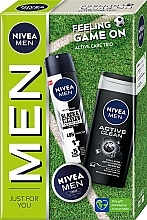 Körperpflegeset - Nivea Men Feeling Game On Set (Duschgel 250ml + Deospray 150ml + Körpercreme 30ml) — Bild N1