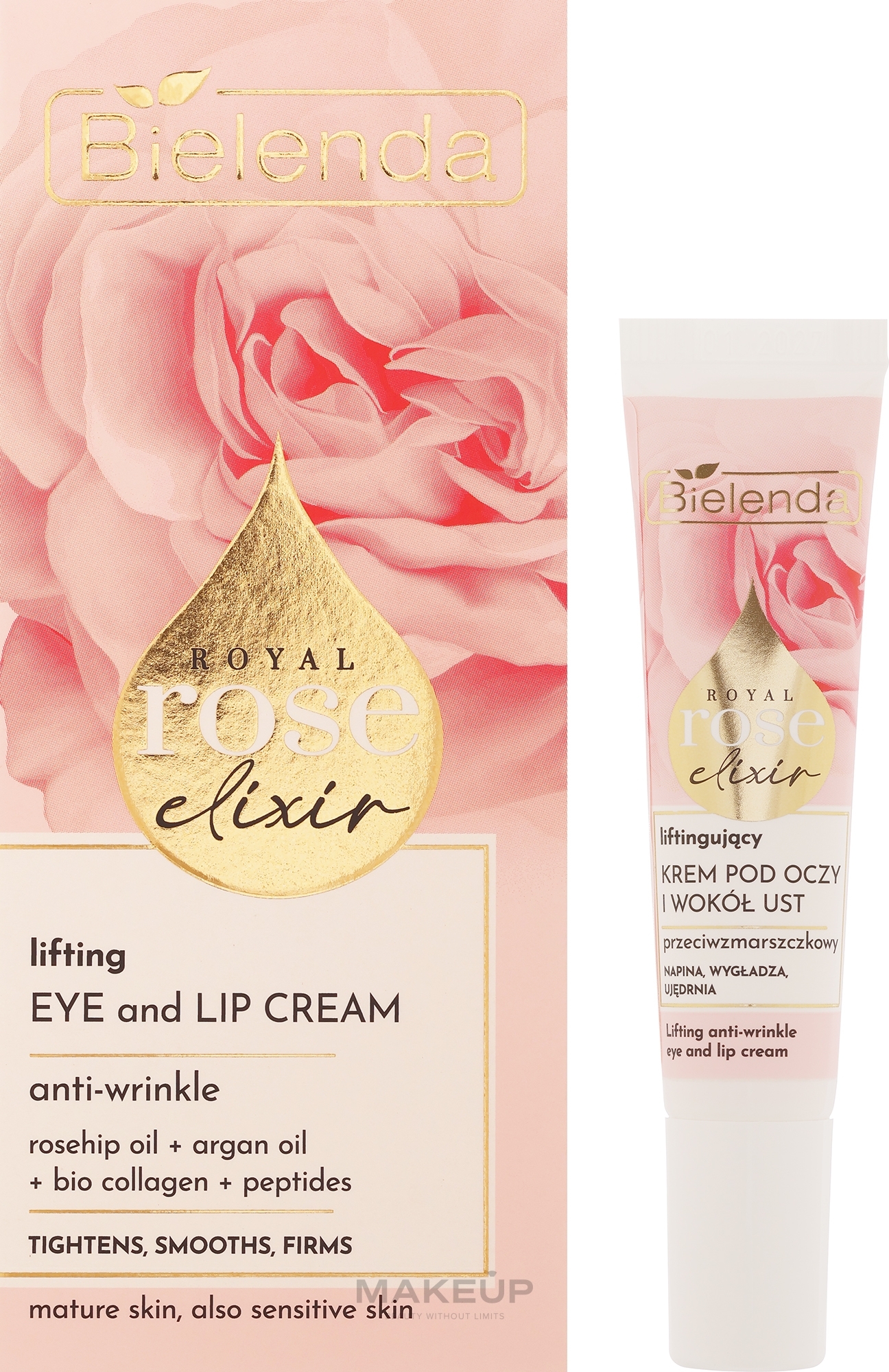 Creme für die Haut um Augen und Lippen - Bielenda Royal Rose Elixir Lifting Anti-Wrinkle Eye And Lip Cream — Bild 15 ml